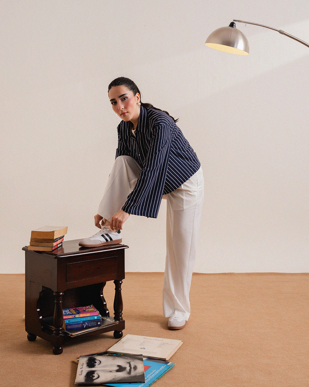 Dark Blue Wide-Sleeve Shirt (Women)