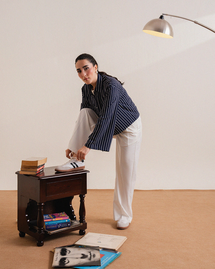 Dark Blue Wide-Sleeve Shirt (Women)