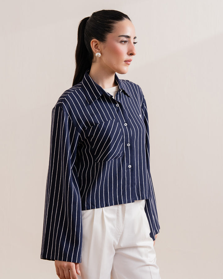 Dark Blue Wide-Sleeve Shirt (Women)