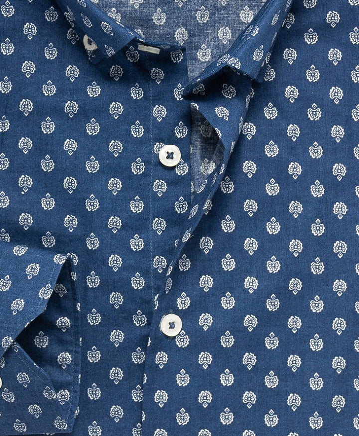 Blue Printed Shirt (Slim Fit)