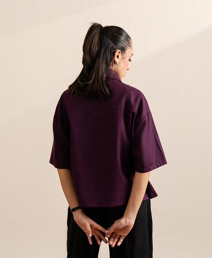 Maroon Boxy Fit Shirt (Women)