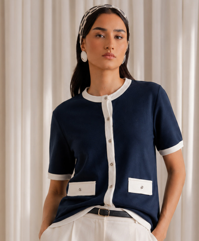 Navy Frame Cardigan (Women)