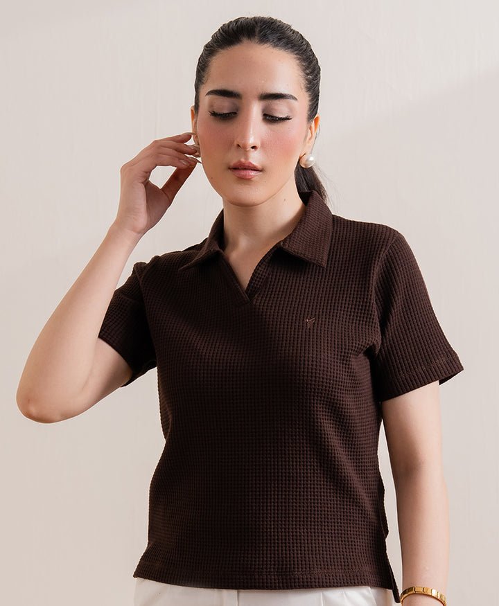 Chocolate Brown Textured POLO (Women)