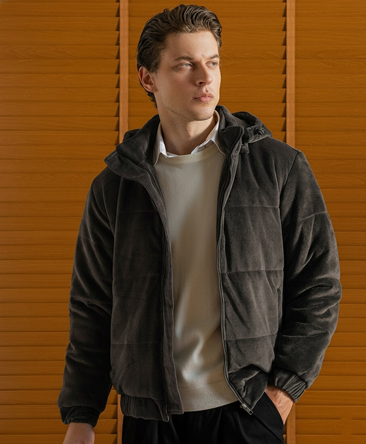 DK Grey Corduroy Puffer Jacket