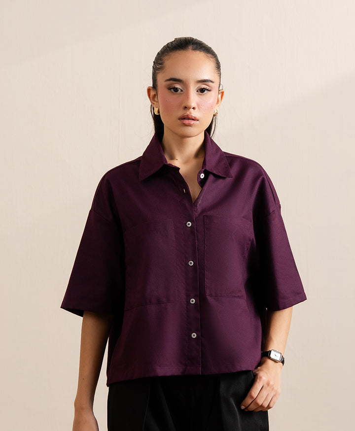 Maroon Boxy Fit Shirt (Women)