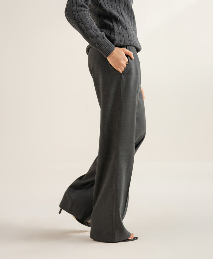 Grey Wide Leg Tailored Pants (Women)