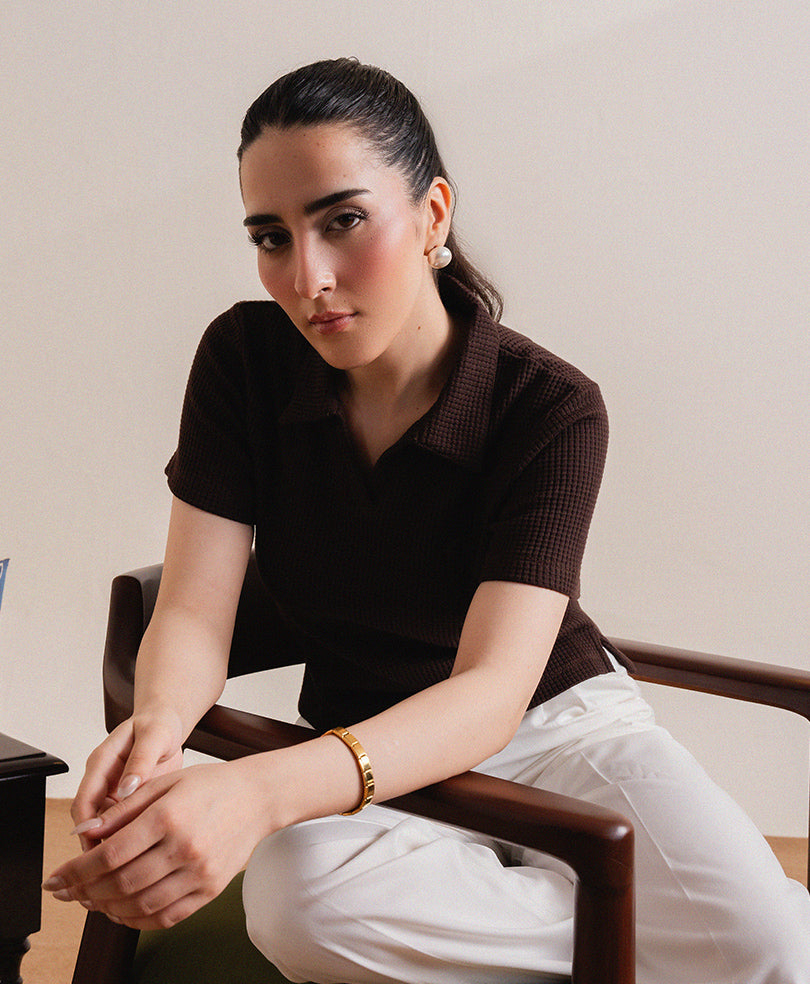 Chocolate Brown Textured POLO (Women)