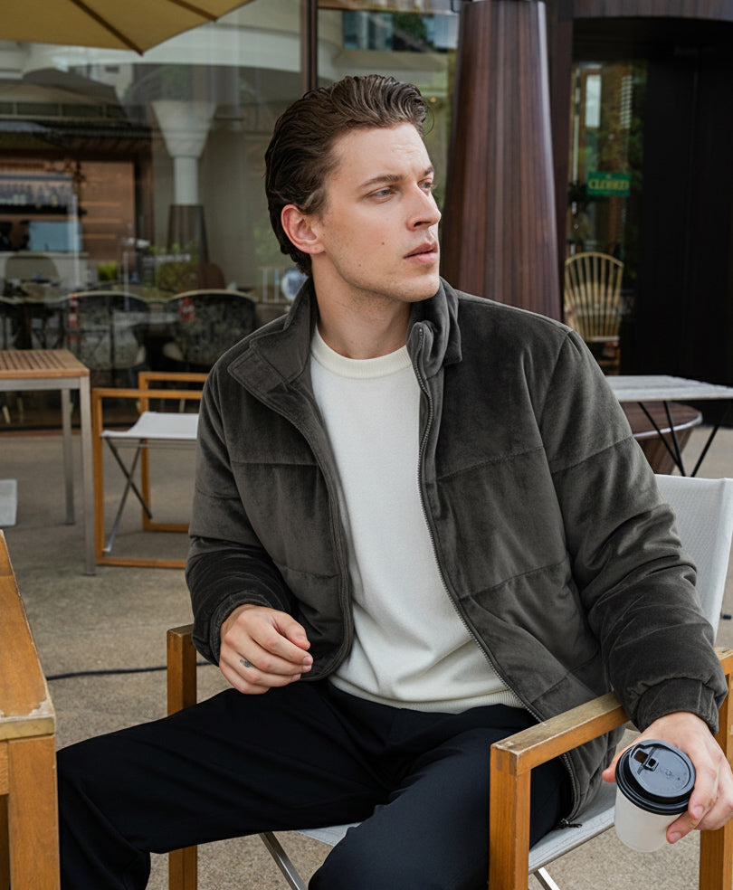 DK Grey Corduroy Puffer Jacket