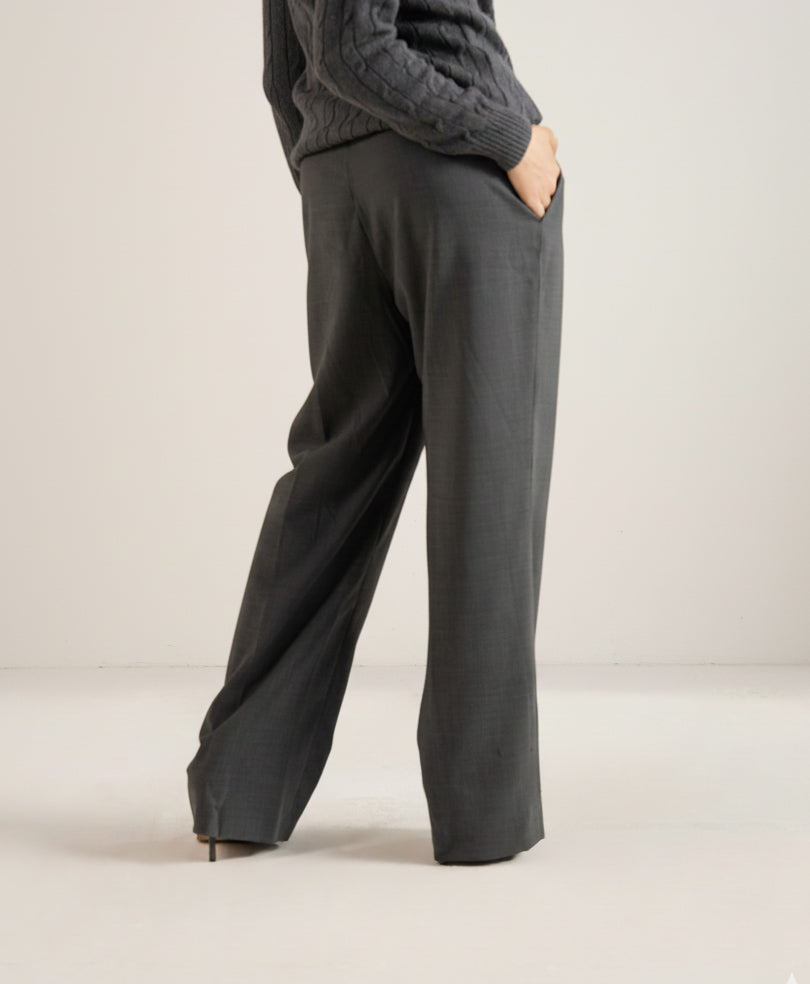 Grey Wide Leg Tailored Pants (Women)