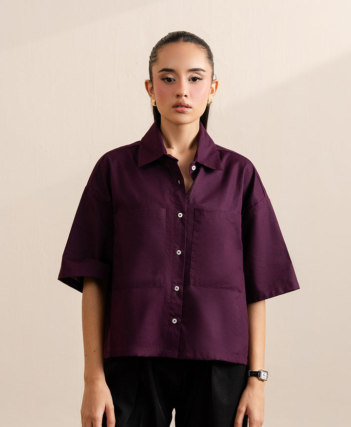 Maroon Boxy Fit Shirt (Women)