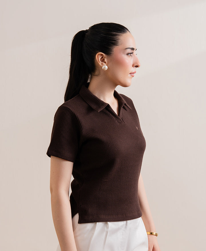 Chocolate Brown Textured POLO (Women)