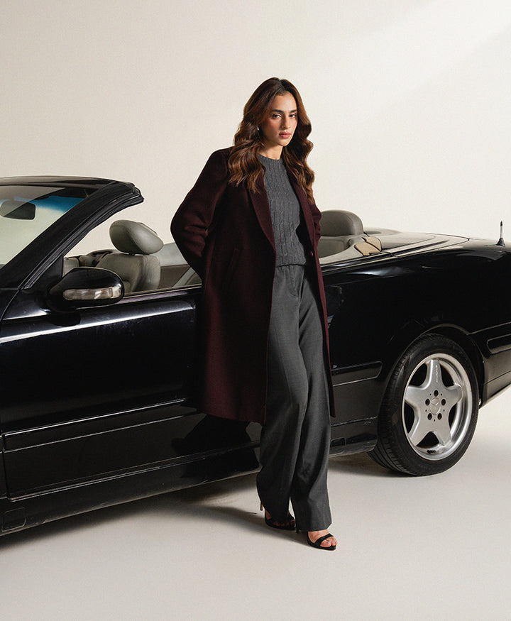 Grey Wide Leg Tailored Pants (Women)