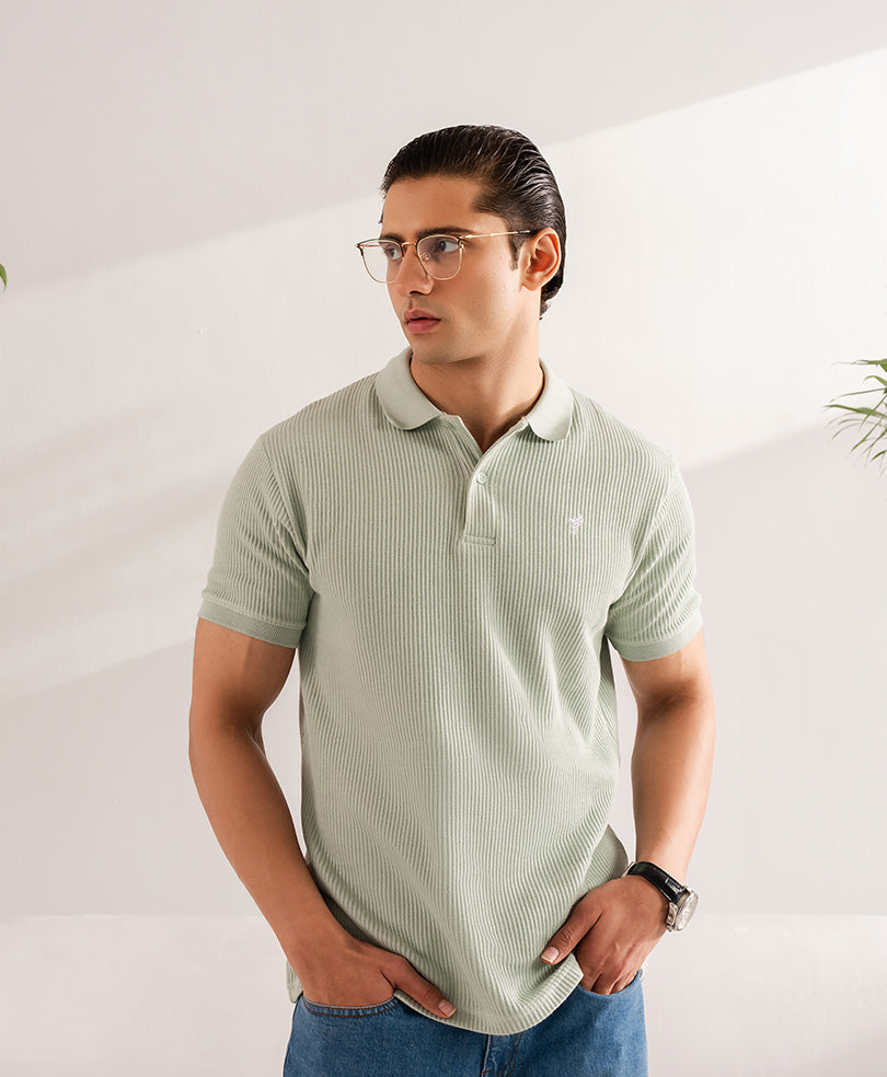 Mint Green Waffle Knit POLO