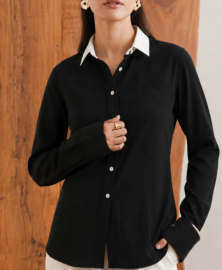 Contrast Collar Button Shirt (Women)