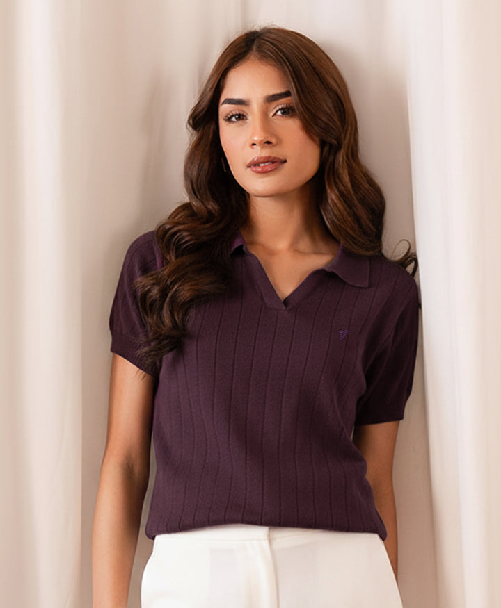 Vintage Voilet Knitted POLO (Women)