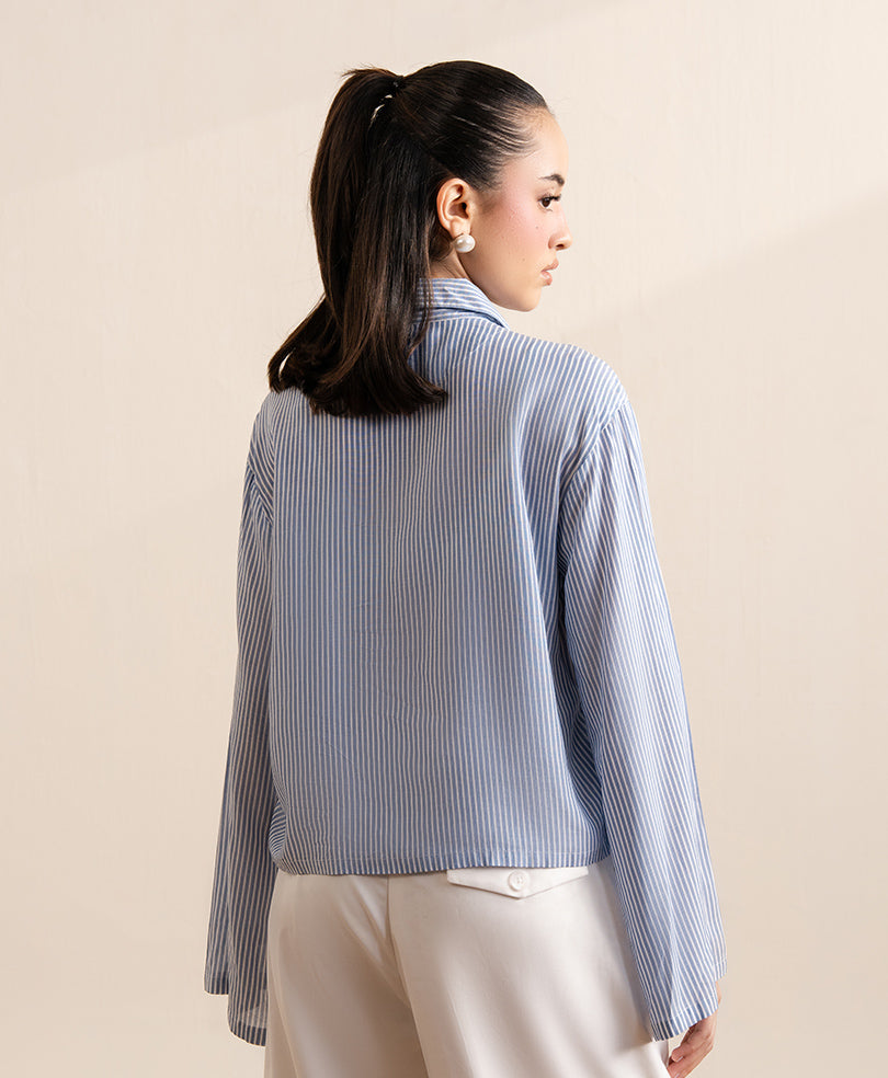 Light Blue Wide-Sleeve Shirt (Women)