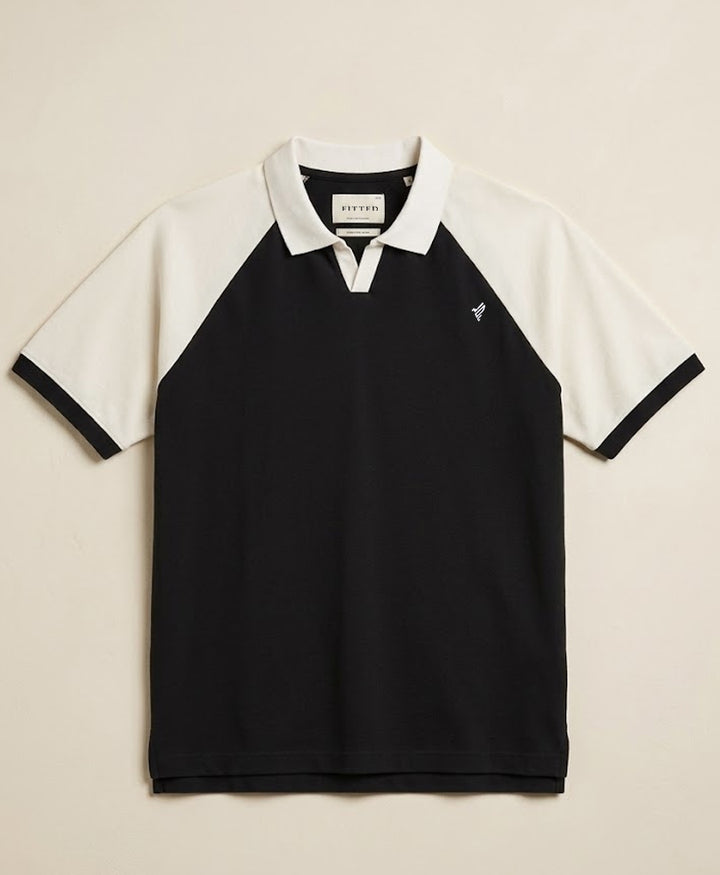 Black Contrast Raglan POLO