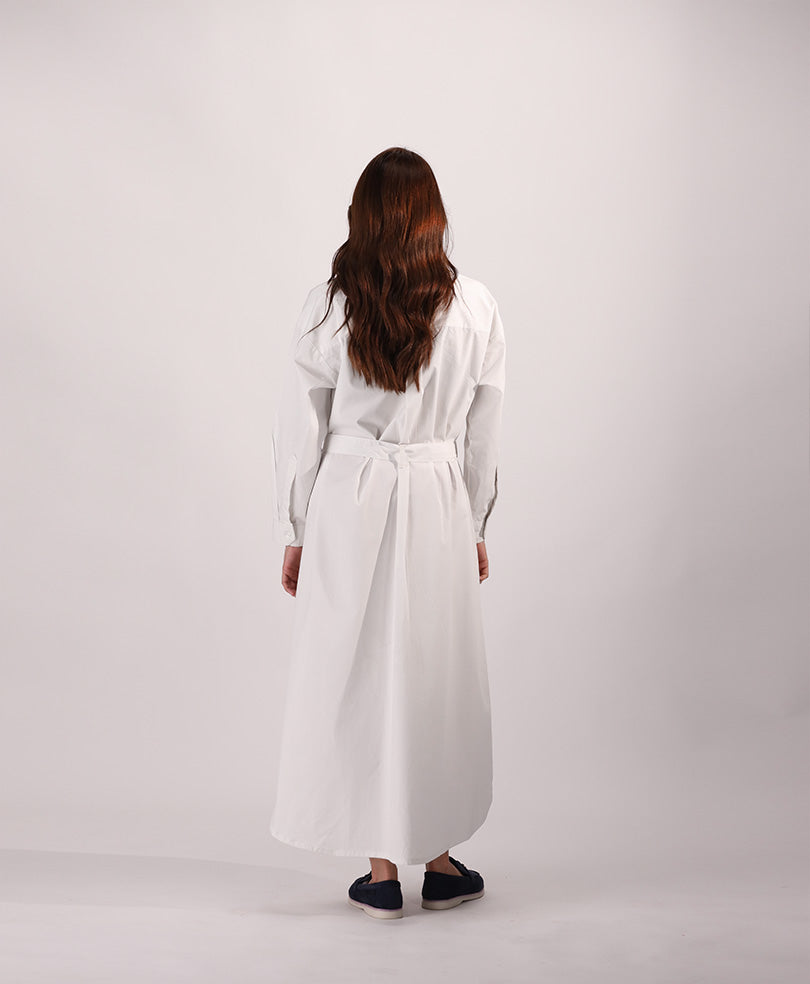 White Belted Oxford Shirt Dress (Women)