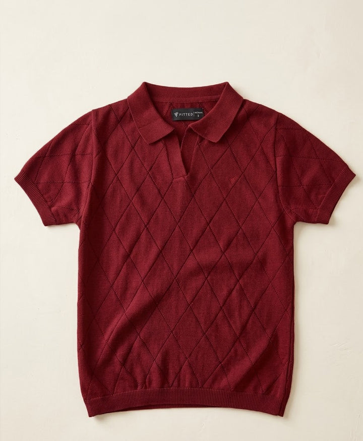 Maroon Diamond Knit POLO (Women)