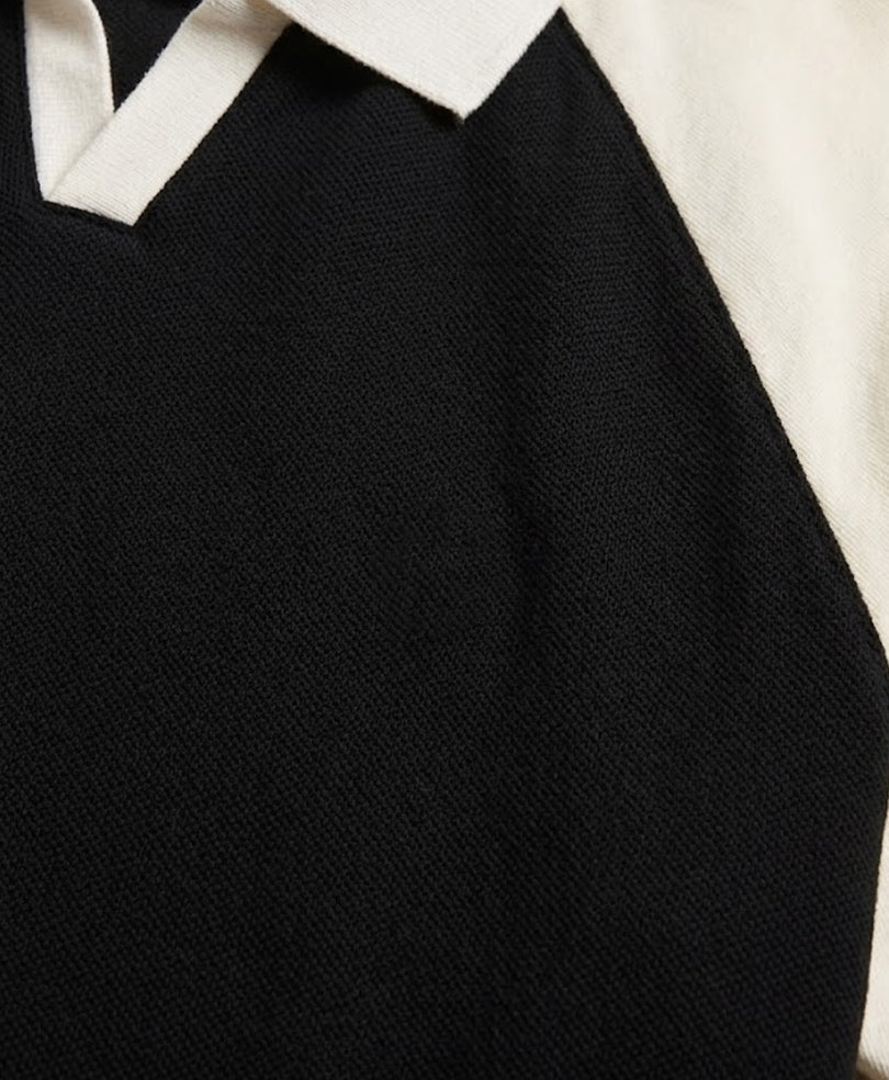 Black Contrast Raglan POLO