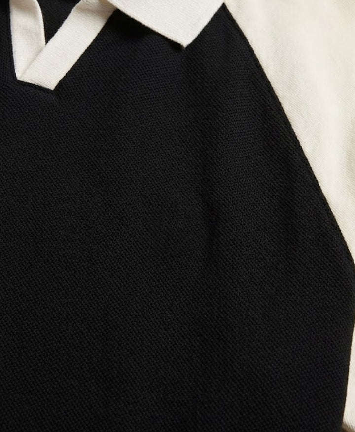 Black Contrast Raglan POLO