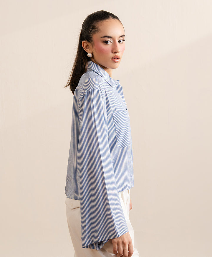 Light Blue Wide-Sleeve Shirt (Women)