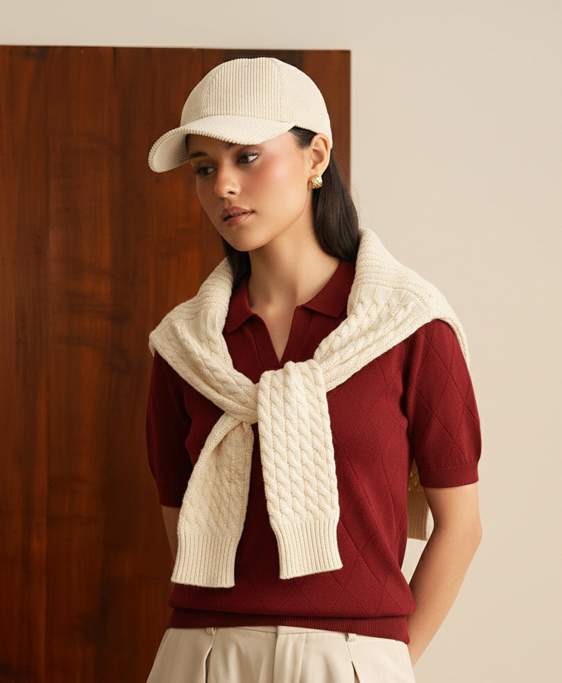 Maroon Diamond Knit POLO (Women)