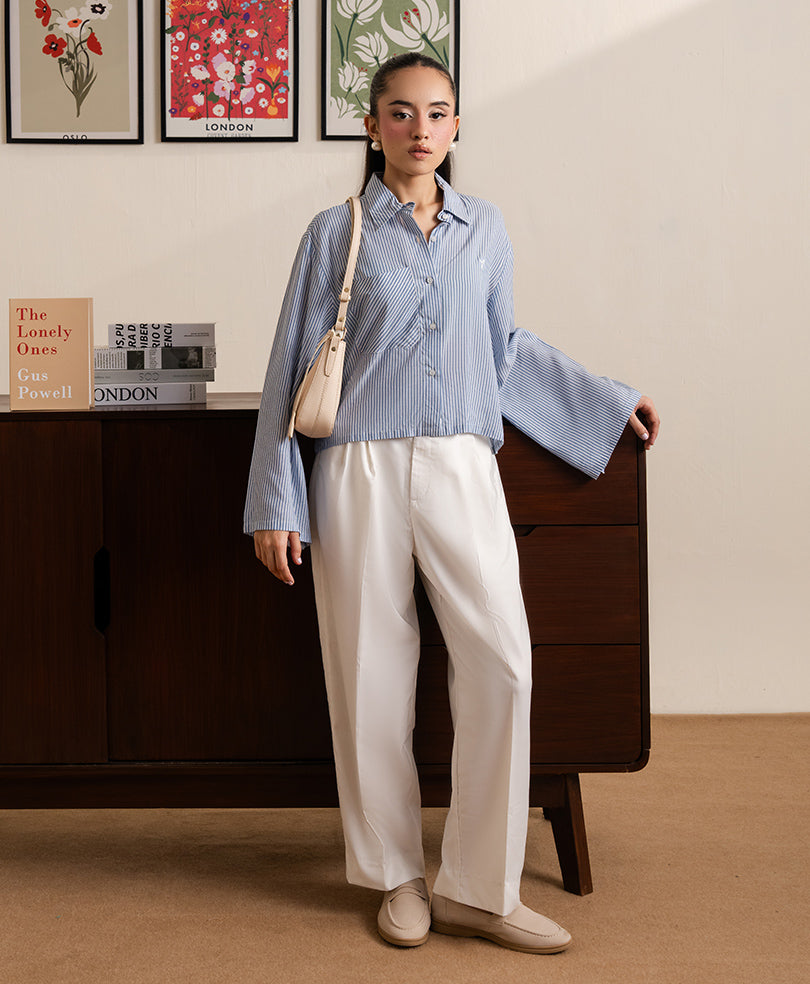 Light Blue Wide-Sleeve Shirt (Women)