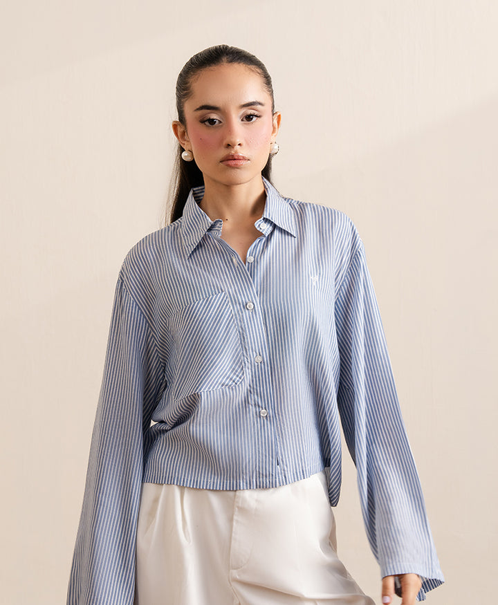 Light Blue Wide-Sleeve Shirt (Women)