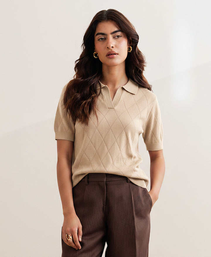 Sand Diamond Knit POLO (Women)