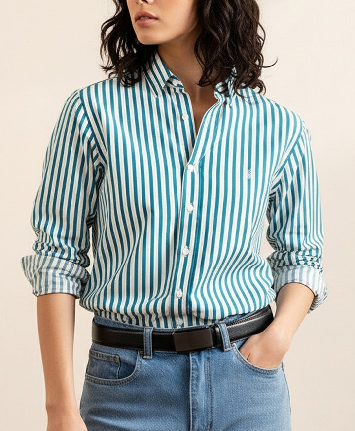 Bold Green Stripes Shirt (Women)