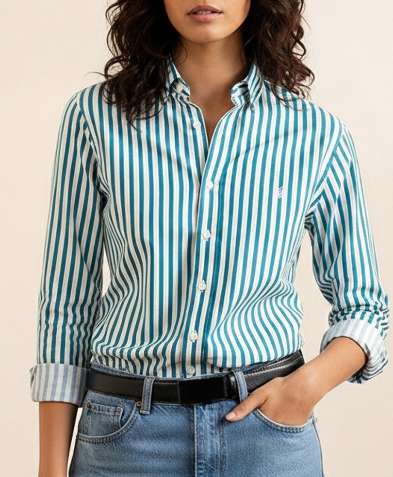 Bold Green Stripes Shirt (Women)