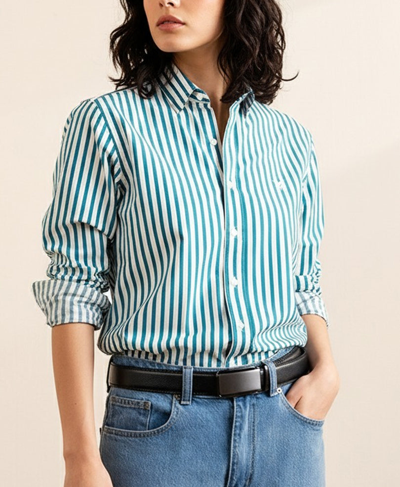 Bold Green Stripes Shirt (Women)