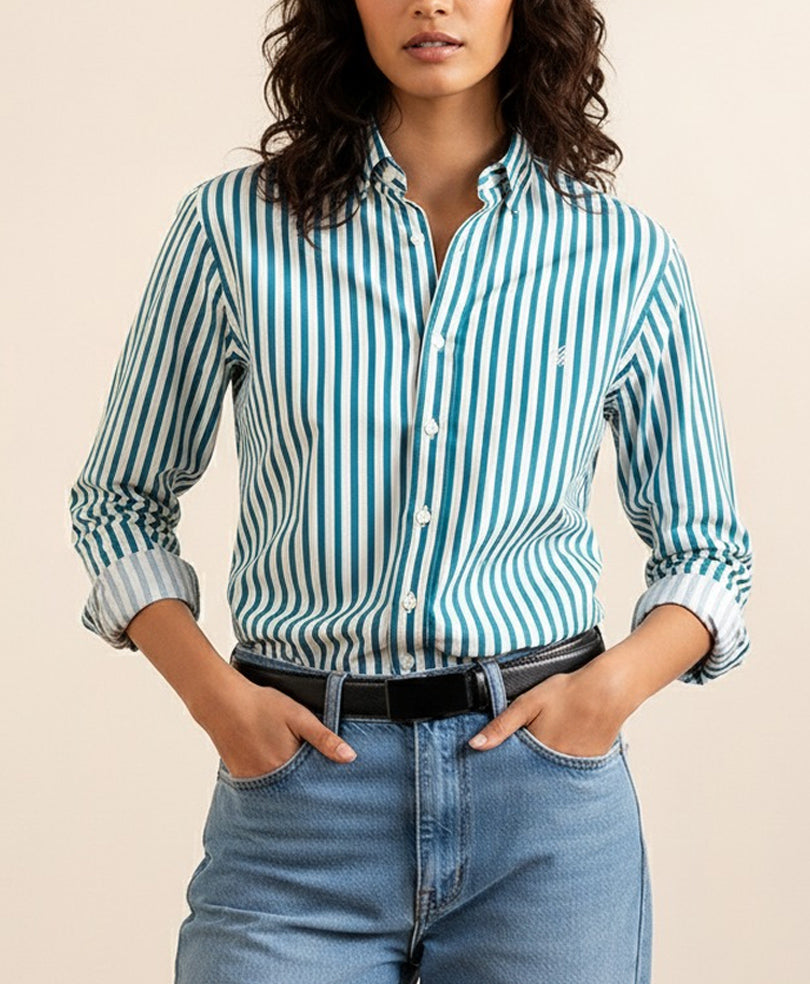 Bold Green Stripes Shirt (Women)