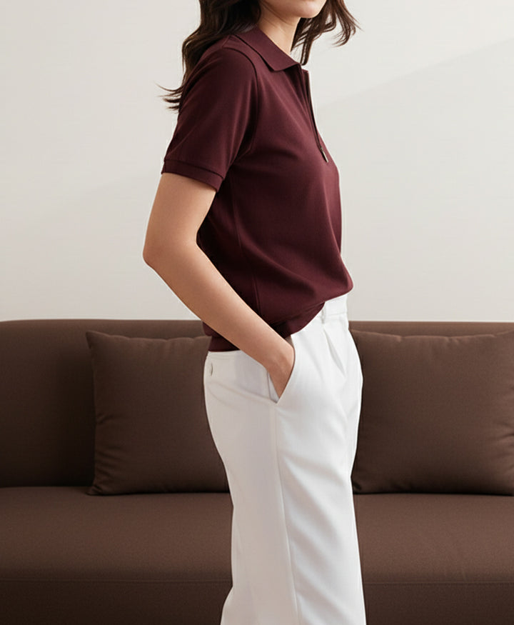Port Maroon Zip POLO (Women)