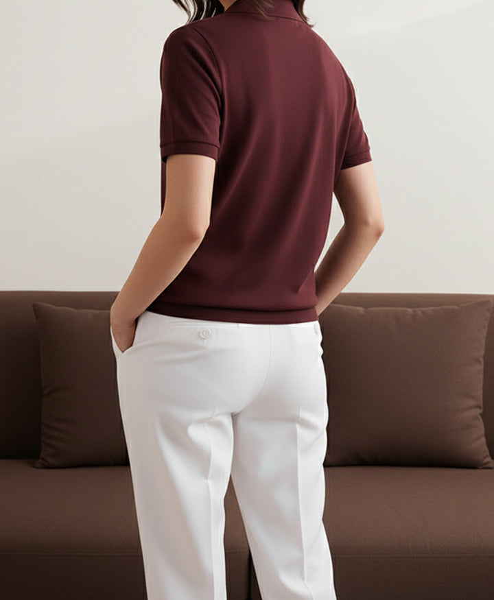 Port Maroon Zip POLO (Women)