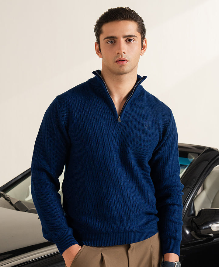 Twilight Blue Mesh Knit Sweater