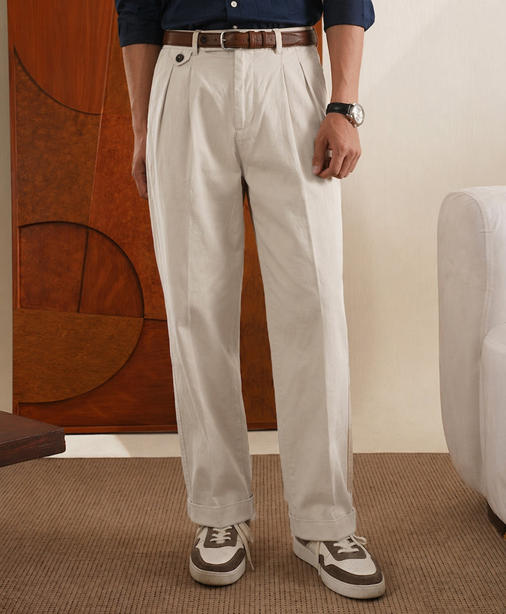 Stone Double Pleated Twill Pants