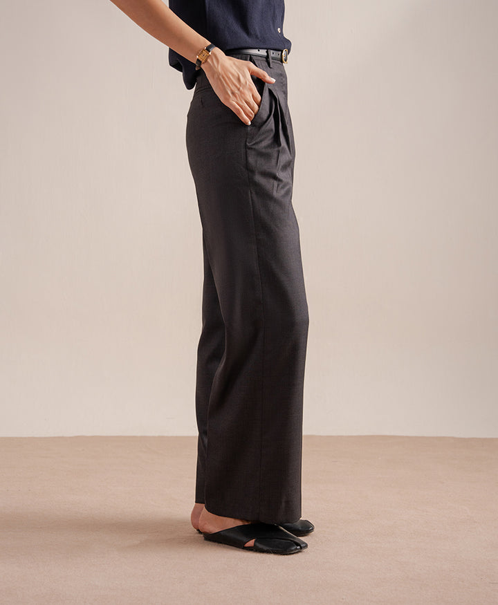 Charcoal Pleated Coin Pocket Pants (Women)