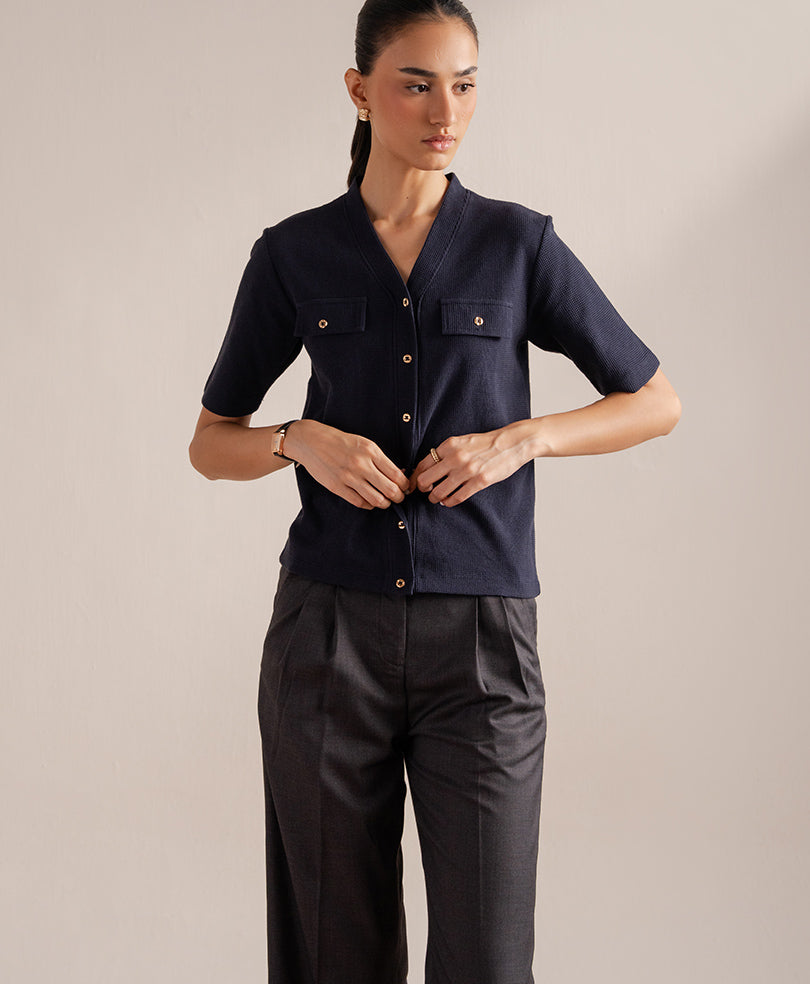 Charcoal Pleated Coin Pocket Pants (Women)