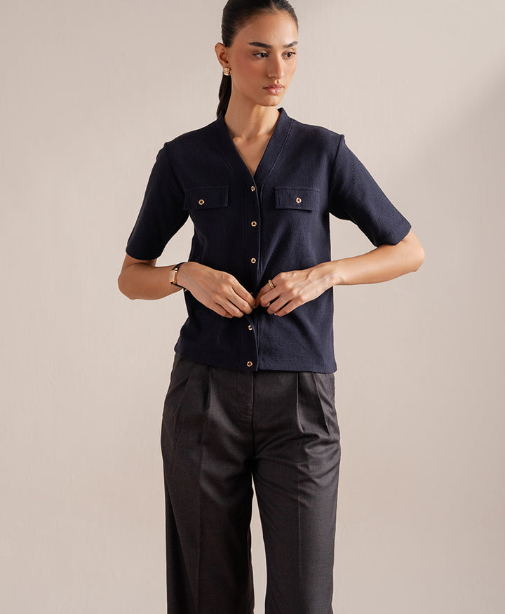 Charcoal Pleated Coin Pocket Pants (Women)