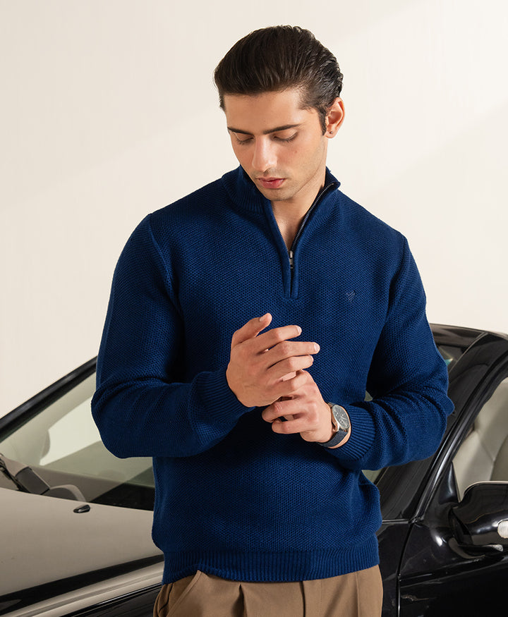 Twilight Blue Mesh Knit Sweater