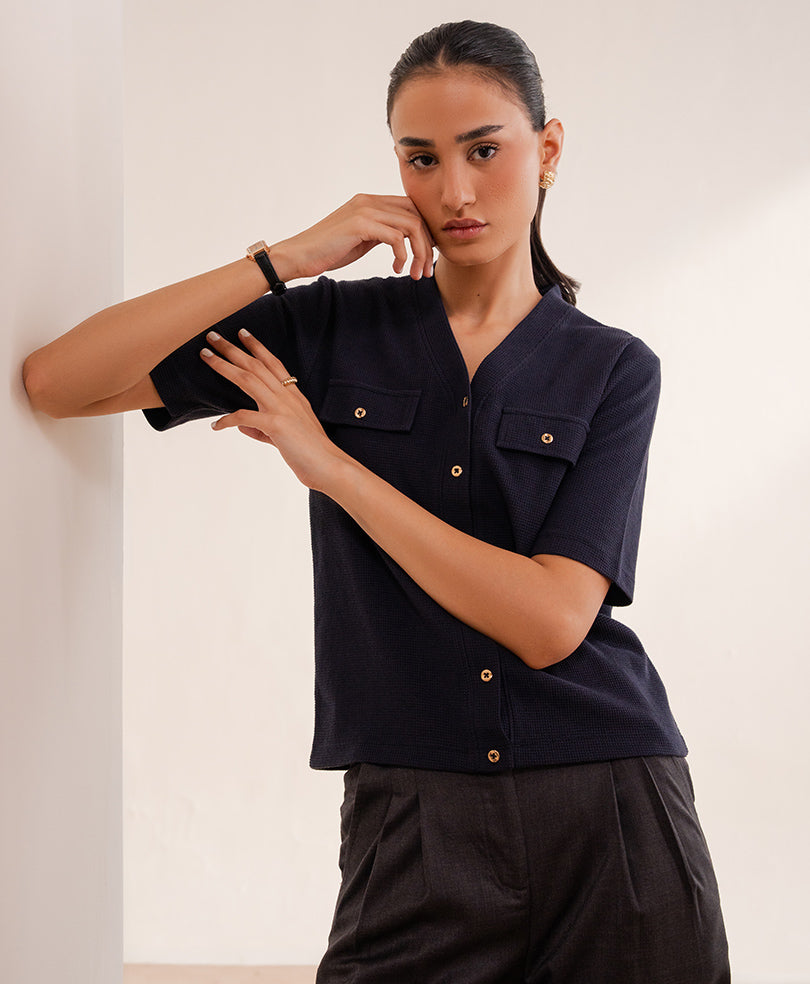 Charcoal Pleated Coin Pocket Pants (Women)