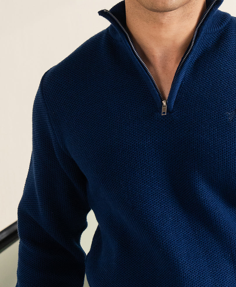 Twilight Blue Mesh Knit Sweater