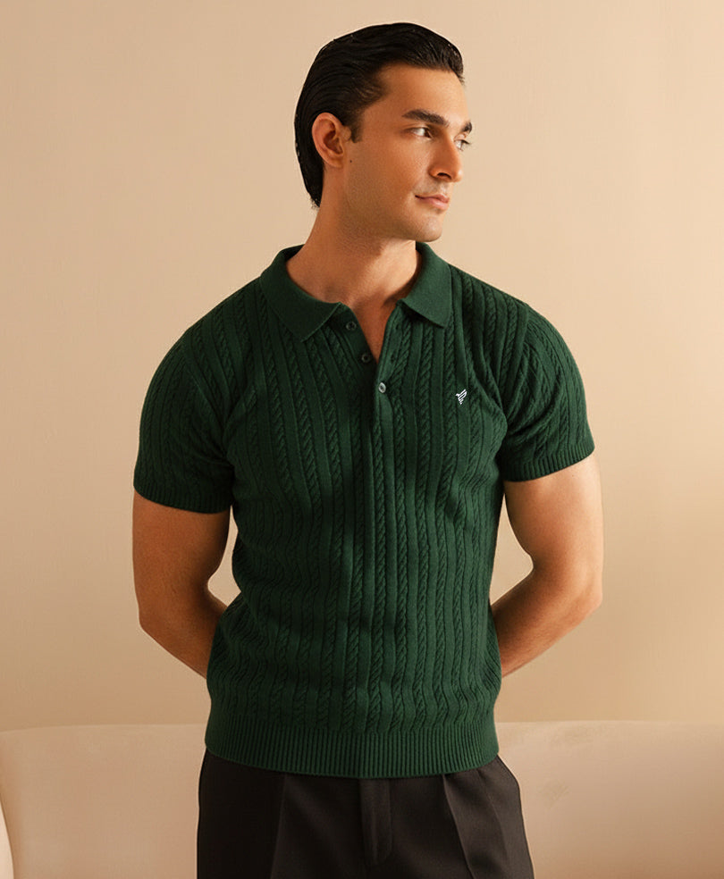Emerald Green Cable Knit POLO