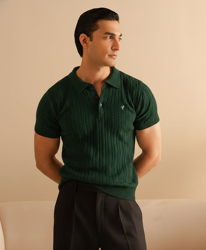 Emerald Green Cable Knit POLO