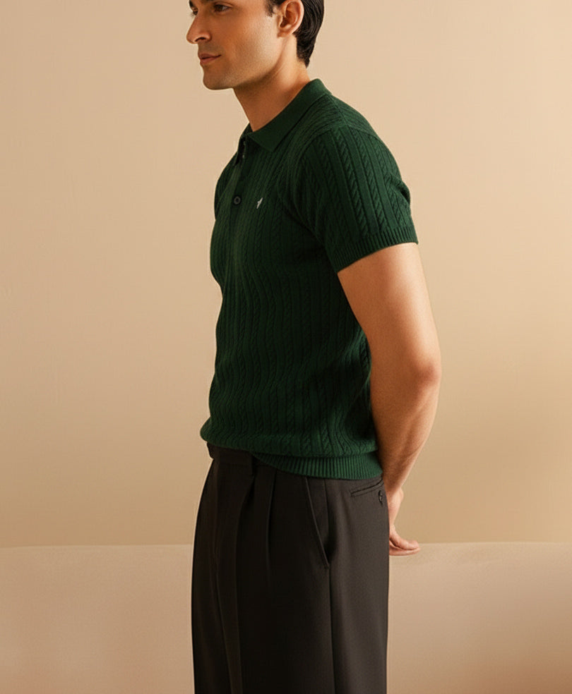 Emerald Green Cable Knit POLO