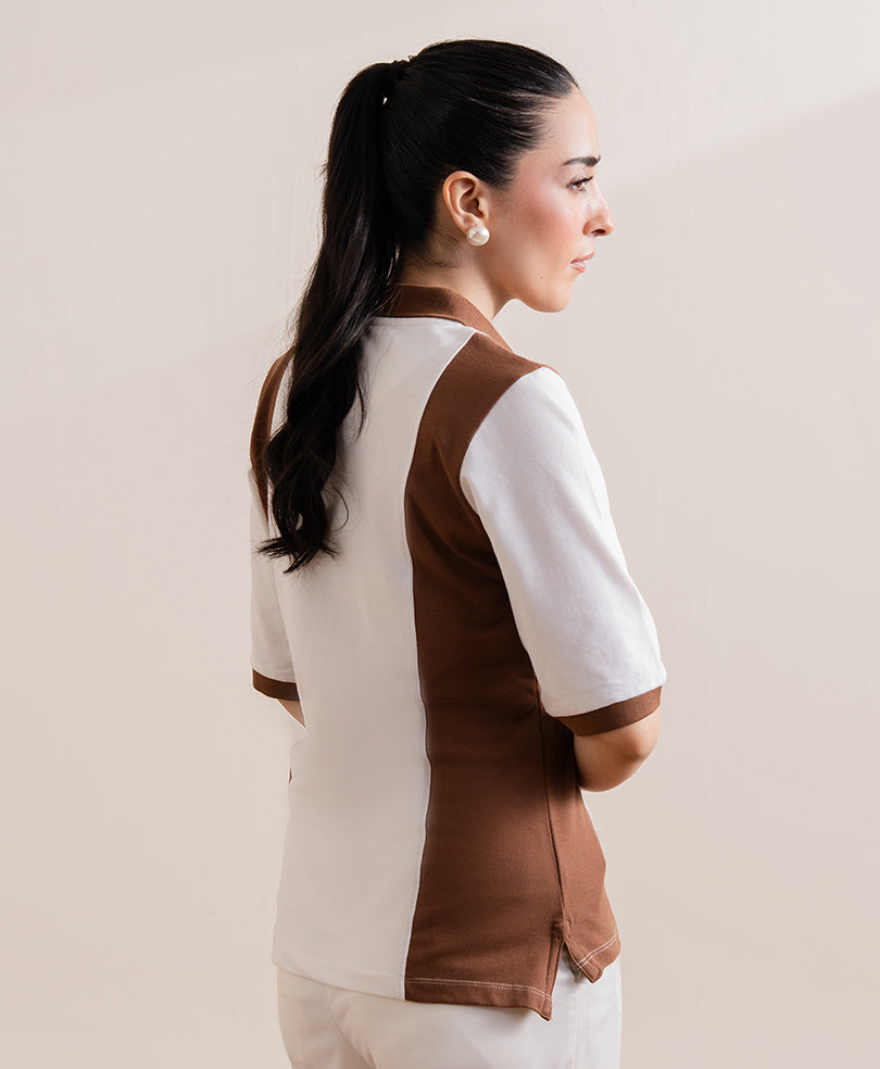 Toffee & White Panel POLO (Women)