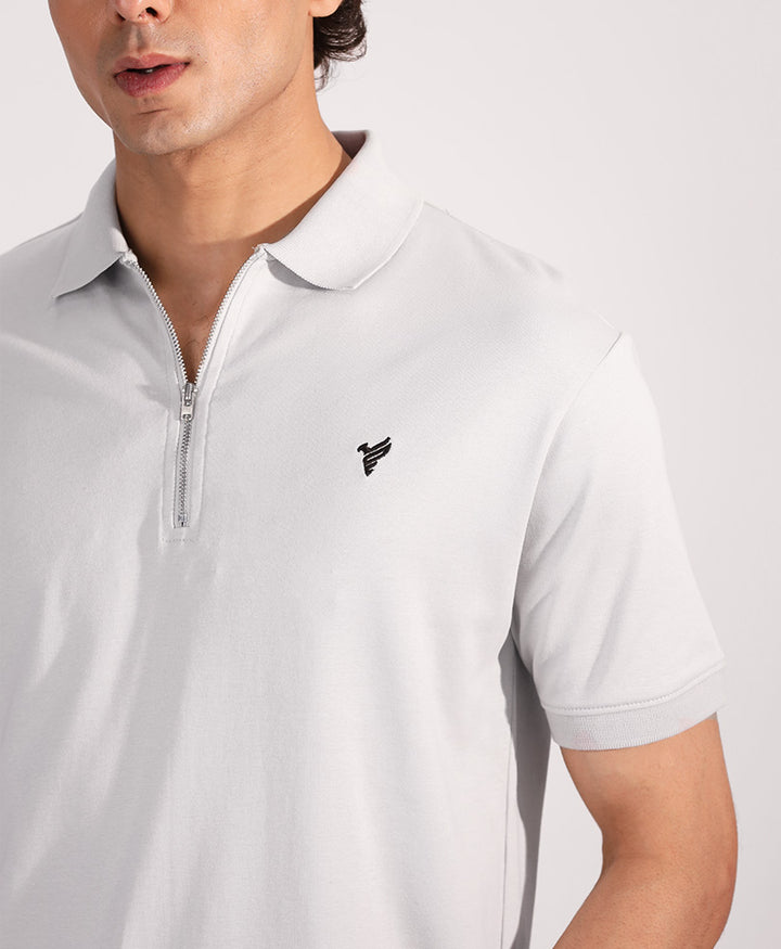 Dawn Blue Interlock Zip POLO