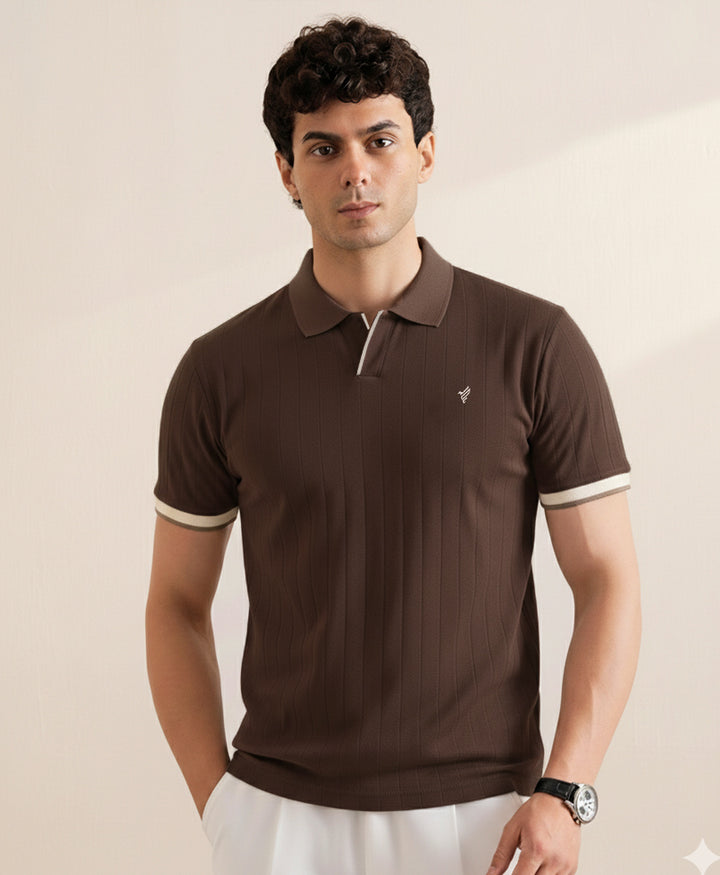 Chocolate Torte V-Neck Drop Needle POLO